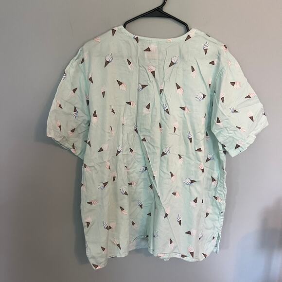 White Cross Ice Cream Cone Scrub Top Plus Size XXL - Picture 2 of 8